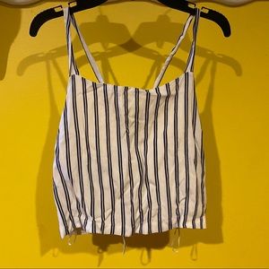 tie back blue and white striped tank top